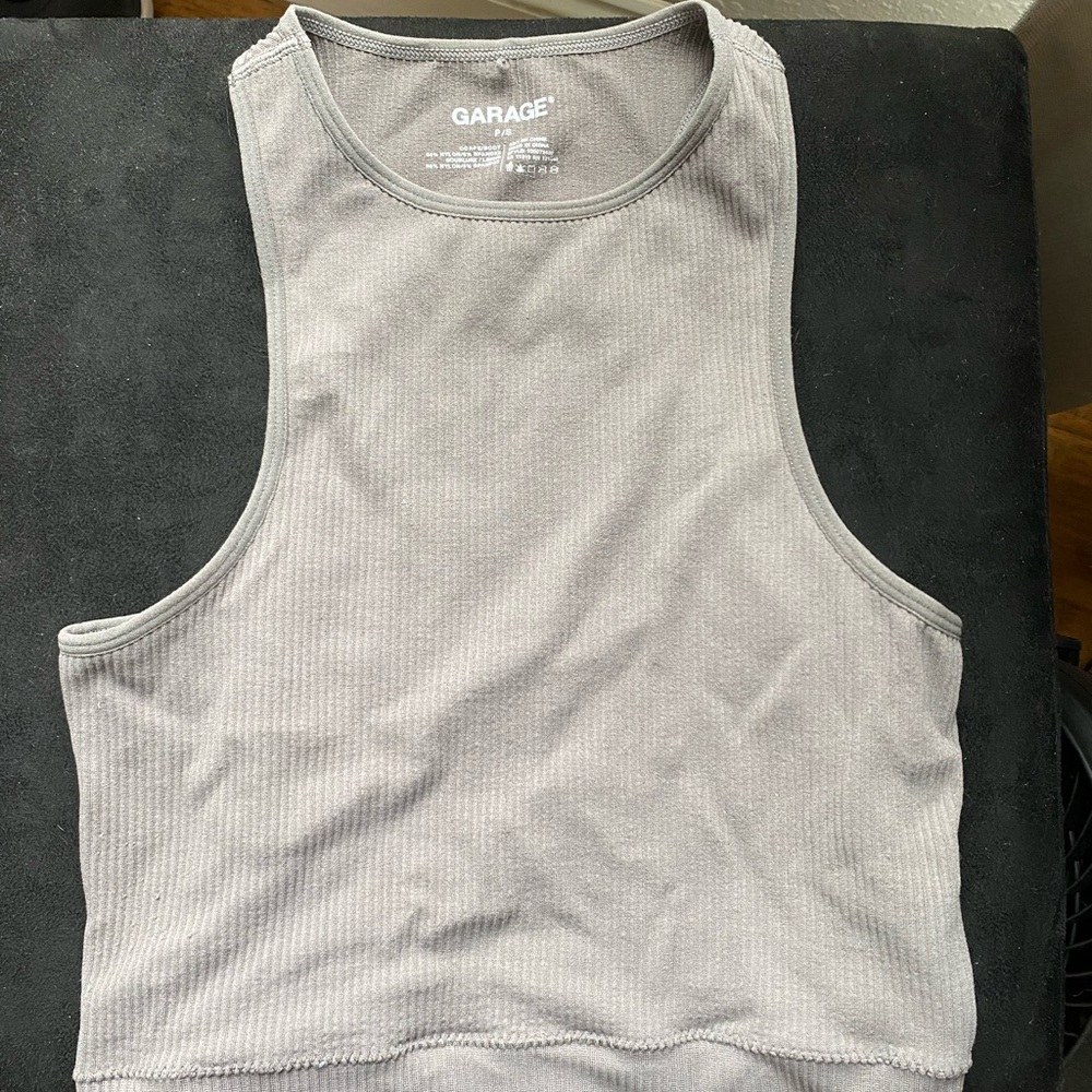 Grey garage tank